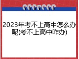2023年考不上高中怎么办呢(考不上高中咋办)