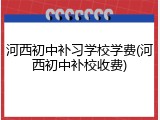 河西初中补习学校学费(河西初中补校收费)