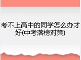 考不上高中的同学怎么办才好(中考落榜对策)