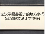 武汉学服装设计的地方多吗(武汉服装设计学校多)