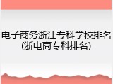 电子商务浙江专科学校排名(浙电商专科排名)