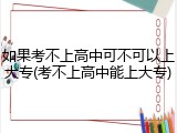 如果考不上高中可不可以上大专(考不上高中能上大专)