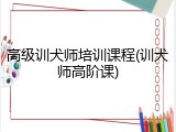 高级训犬师培训课程(训犬师高阶课)