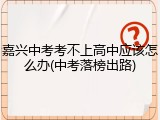 嘉兴中考考不上高中应该怎么办(中考落榜出路)
