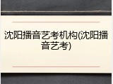 沈阳播音艺考机构(沈阳播音艺考)