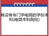 有没有专门学电商的学校本科(电商本科院校)