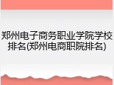 郑州电子商务职业学院学校排名(郑州电商职院排名)