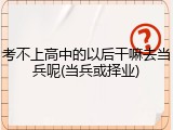 考不上高中的以后干嘛去当兵呢(当兵或择业)