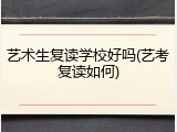 艺术生复读学校好吗(艺考复读如何)