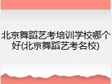 北京舞蹈艺考培训学校哪个好(北京舞蹈艺考名校)