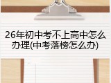 26年初中考不上高中怎么办理(中考落榜怎么办)