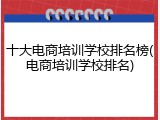 十大电商培训学校排名榜(电商培训学校排名)