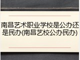 南昌艺术职业学校是公办还是民办(南昌艺校公办民办)