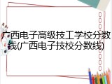 广西电子高级技工学校分数线(广西电子技校分数线)