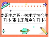 贵阳电力职业技术学校今年升本(贵电职院今年升本)