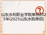 山东水利职业学院单招2025年(2025山东水院单招)