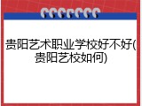 贵阳艺术职业学校好不好(贵阳艺校如何)