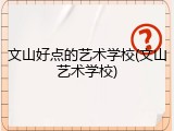 文山好点的艺术学校(文山艺术学校)