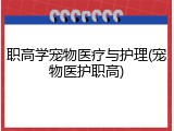 职高学宠物医疗与护理(宠物医护职高)