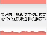 最好的正规叛逆学校职校是哪个("优质叛逆职校推荐")