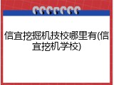 信宜挖掘机技校哪里有(信宜挖机学校)