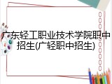 广东轻工职业技术学院职中招生(广轻职中招生)