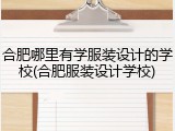 合肥哪里有学服装设计的学校(合肥服装设计学校)