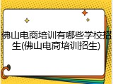 佛山电商培训有哪些学校招生(佛山电商培训招生)
