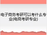电子商务考研可以考什么专业(电商考研专业)