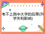 考不上高中大学的后果(升学失利影响)