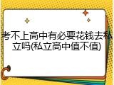 考不上高中有必要花钱去私立吗(私立高中值不值)
