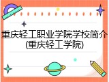 重庆轻工职业学院学校简介(重庆轻工学院)