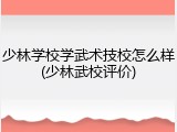 少林学校学武术技校怎么样(少林武校评价)