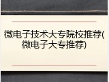 微电子技术大专院校推荐(微电子大专推荐)
