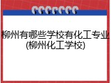 柳州有哪些学校有化工专业(柳州化工学校)