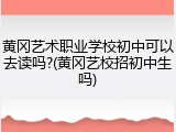 黄冈艺术职业学校初中可以去读吗?(黄冈艺校招初中生吗)