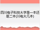 四川电子科技大学是一本还是二本(川电大几本)
