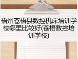 梧州苍梧县数控机床培训学校哪里比较好(苍梧数控培训学校)