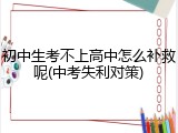 初中生考不上高中怎么补救呢(中考失利对策)