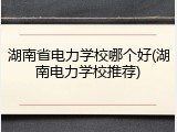 湖南省电力学校哪个好(湖南电力学校推荐)