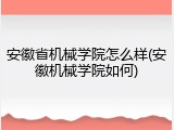 安徽省机械学院怎么样(安徽机械学院如何)