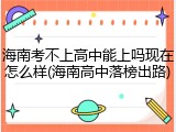海南考不上高中能上吗现在怎么样(海南高中落榜出路)
