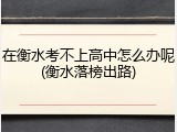 在衡水考不上高中怎么办呢(衡水落榜出路)