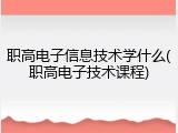 职高电子信息技术学什么(职高电子技术课程)