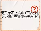 男孩考不上高中1百多分怎么办呀("男孩低分无学上")