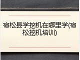 宿松县学挖机在哪里学(宿松挖机培训)