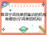 普洱宁洱找单招集训的机构有哪些(宁洱单招机构)