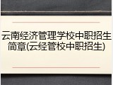 云南经济管理学校中职招生简章(云经管校中职招生)