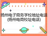 扬州电子商务学校地址电话(扬州电商校址电话)