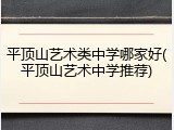 平顶山艺术类中学哪家好(平顶山艺术中学推荐)